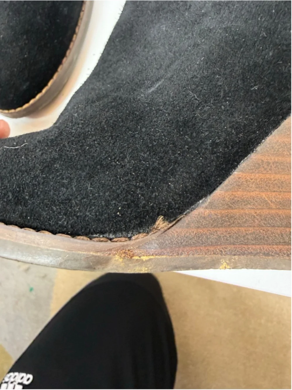 Women's Lucky Brand Black Suede Wedge Yakeena Ankle Boots Size 10